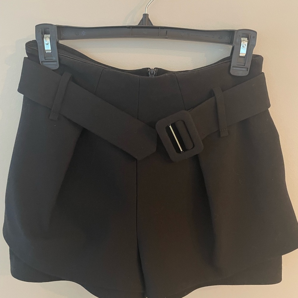 Maje High-Waist Black Belted Shorts